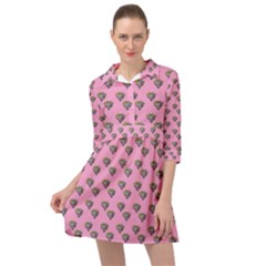 Patchwork Heart Pink Mini Skater Shirt Dress