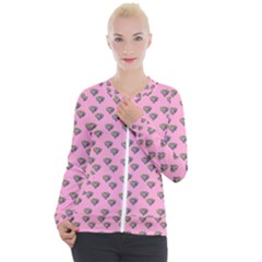 Patchwork Heart Pink Casual Zip Up Jacket by snowwhitegirl