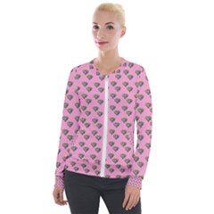 Patchwork Heart Pink Velour Zip Up Jacket by snowwhitegirl