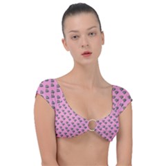 Patchwork Heart Pink Cap Sleeve Ring Bikini Top