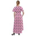 Patchwork Heart Pink Front Wrap High Low Dress View2