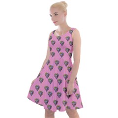 Patchwork Heart Pink Knee Length Skater Dress