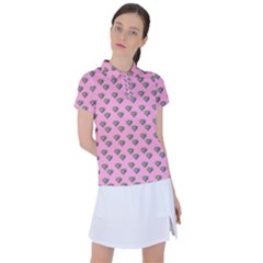 Patchwork Heart Pink Women s Polo Tee