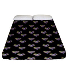 Patchwork Heart Black Fitted Sheet (king Size) by snowwhitegirl