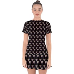 Patchwork Heart Black Drop Hem Mini Chiffon Dress by snowwhitegirl