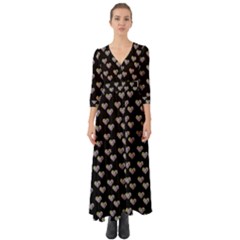 Patchwork Heart Black Button Up Boho Maxi Dress by snowwhitegirl