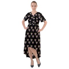 Patchwork Heart Black Front Wrap High Low Dress by snowwhitegirl