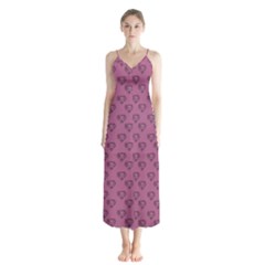 Heart Face Mauve Button Up Chiffon Maxi Dress by snowwhitegirl