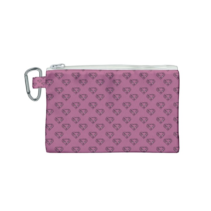 Heart Face Mauve Canvas Cosmetic Bag (Small)