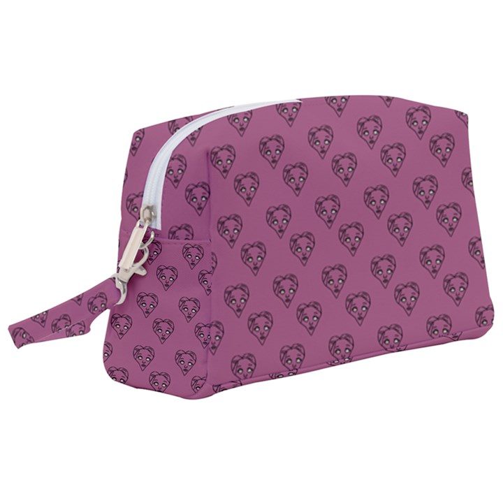 Heart Face Mauve Wristlet Pouch Bag (Large)