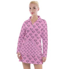 Heart Face Pink Women s Long Sleeve Casual Dress by snowwhitegirl