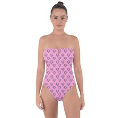 Heart Face Pink Tie Back One Piece Swimsuit by snowwhitegirl