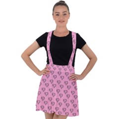 Heart Face Pink Velvet Suspender Skater Skirt by snowwhitegirl