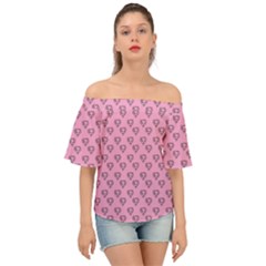 Heart Face Pink Off Shoulder Short Sleeve Top by snowwhitegirl