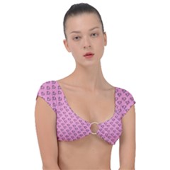 Heart Face Pink Cap Sleeve Ring Bikini Top