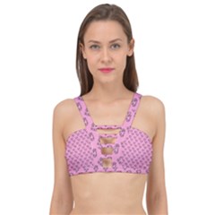 Heart Face Pink Cage Up Bikini Top