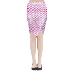 Chevrons Abstrait Rose Midi Wrap Pencil Skirt