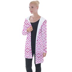 Chevrons Abstrait Rose Longline Hooded Cardigan by kcreatif