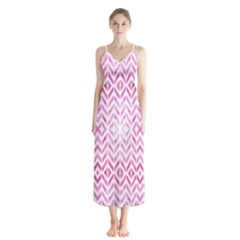 Chevrons Abstrait Rose Button Up Chiffon Maxi Dress