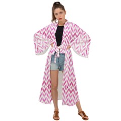 Chevrons Abstrait Rose Maxi Kimono