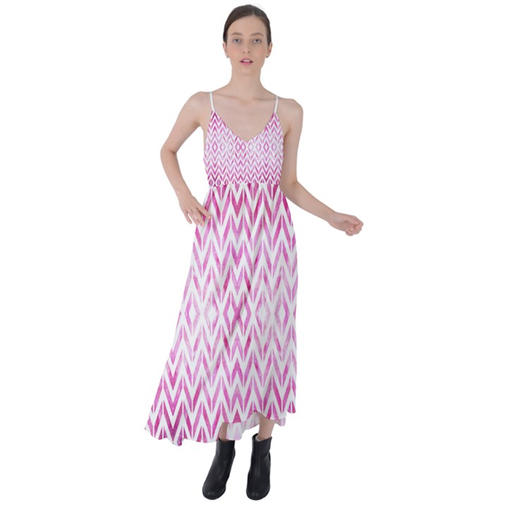 Chevrons Abstrait Rose Tie Back Maxi Dress