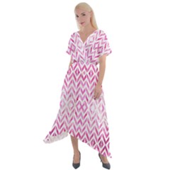 Chevrons Abstrait Rose Cross Front Sharkbite Hem Maxi Dress