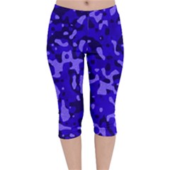 Army Blue Velvet Capri Leggings 