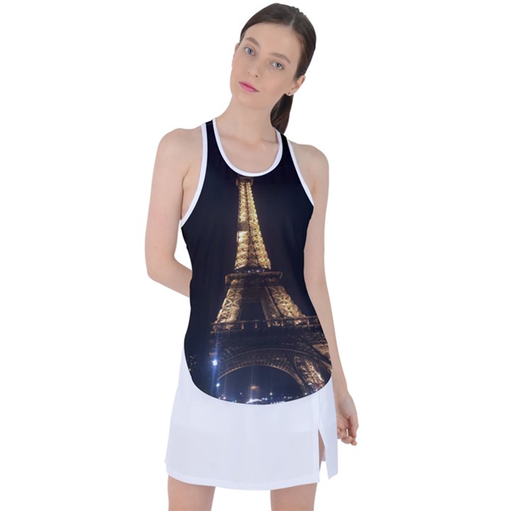 Tour Eiffel Paris Nuit Racer Back Mesh Tank Top