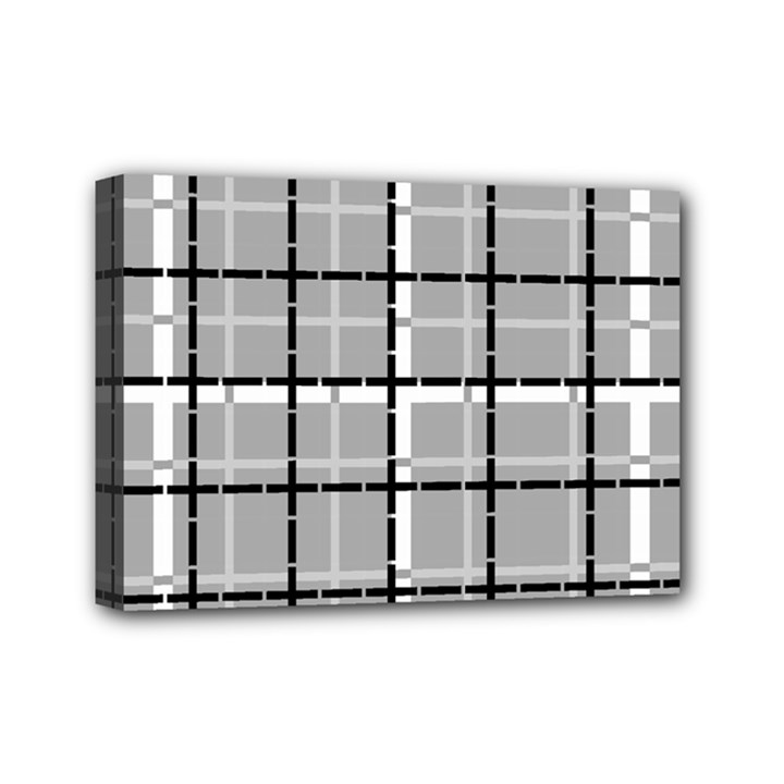 Pattern Carreaux Noir/Gris Mini Canvas 7  x 5  (Stretched)