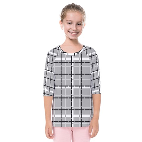 Pattern Carreaux Noir/gris Kids  Quarter Sleeve Raglan Tee by kcreatif