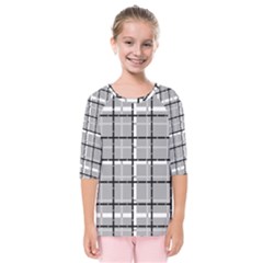 Pattern Carreaux Noir/gris Kids  Quarter Sleeve Raglan Tee