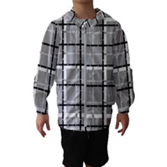 Pattern Carreaux Noir/gris Kids  Hooded Windbreaker by kcreatif