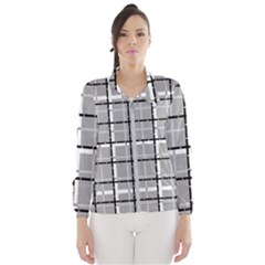 Pattern Carreaux Noir/gris Women s Windbreaker by kcreatif