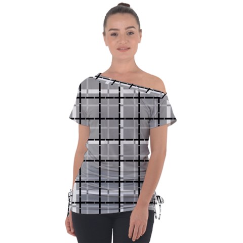 Pattern Carreaux Noir/gris Tie-up Tee by kcreatif