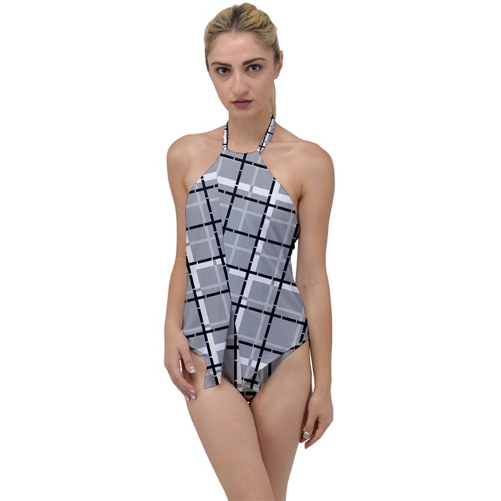 Pattern Carreaux Noir/Gris Go with the Flow One Piece Swimsuit