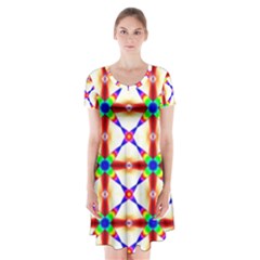 Rainbow Pattern Short Sleeve V-neck Flare Dress by Mariart