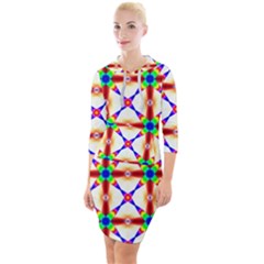 Rainbow Pattern Quarter Sleeve Hood Bodycon Dress