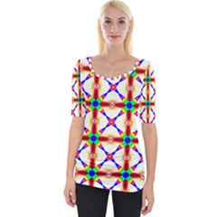 Rainbow Pattern Wide Neckline Tee