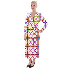 Rainbow Pattern Velvet Maxi Wrap Dress