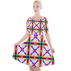 Rainbow Pattern Quarter Sleeve A-line Dress