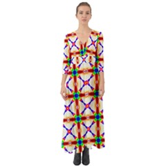 Rainbow Pattern Button Up Boho Maxi Dress