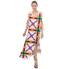 Rainbow Pattern Maxi Chiffon Cover Up Dress