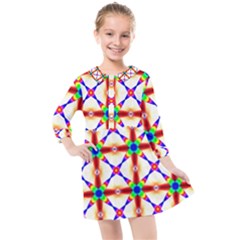 Rainbow Pattern Kids  Quarter Sleeve Shirt Dress