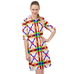 Rainbow Pattern Long Sleeve Mini Shirt Dress