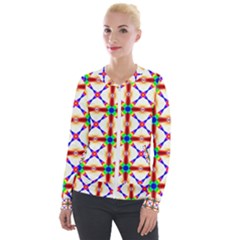 Rainbow Pattern Velour Zip Up Jacket