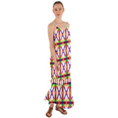 Rainbow Pattern Cami Maxi Ruffle Chiffon Dress