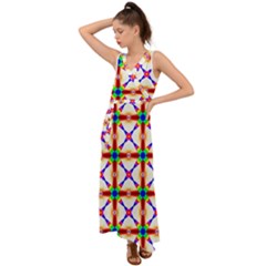 Rainbow Pattern V-neck Chiffon Maxi Dress