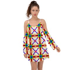 Rainbow Pattern Kimono Sleeves Boho Dress