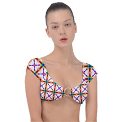 Rainbow Pattern Cap Sleeve Ring Bikini Top