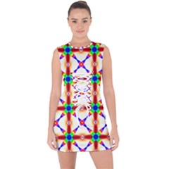 Rainbow Pattern Lace Up Front Bodycon Dress